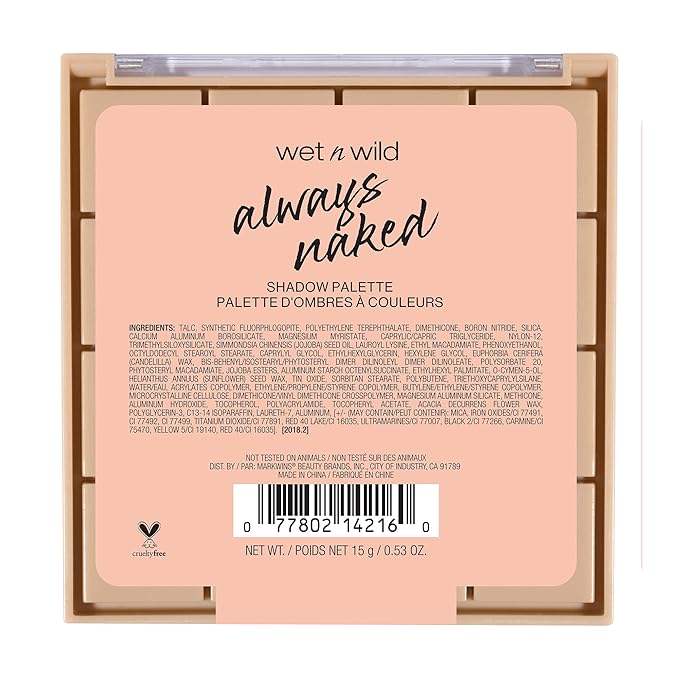 wet n wild Always Naked Palette, Nude Neutral Eye Makeup, Blendable, Warm And Cool Nude Pigments, Matte, Shimmer, Glitter, Creamy Smooth-Velvo Beauty