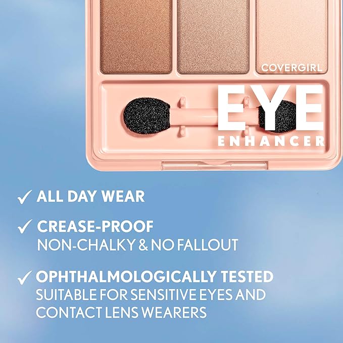 COVERGIRL Eye Enhancer, Bellini Spritz, Eyeshadow Quad, Easy to Wear, Clean & Vegan, Talc-Free, Matte & Shimmer Finishes, Smudge-Proof, 0.19oz-Velvo Beauty