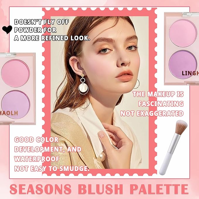 4 Colors Blush Palette for Cheeks,Face Matte Contour Blush Makeup Palette,Buildable Shimmer Facial Cheek Blusher Shades,Blendable Cosmetic Makeup Blush with Blush Brush 02-Velvo Beauty