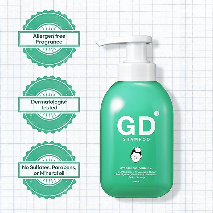 TS GD Shampoo for Teens | Korean Anti-Dandruff Shampoo for Oily & Itchy Scalp | Fruity Allergy-Free Scent | Sulfate-Free Gentle Hair Care (14.1 Oz)-Velvo Beauty