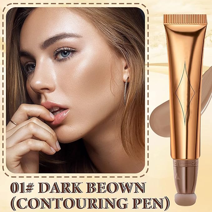 Liquid Contour Beauty Wand,Stick with Cushion Applicator,Cream Contour,Long Lasting Smoothly Moisturizng Silky Contour Stick Face Contouring Stick-Velvo Beauty