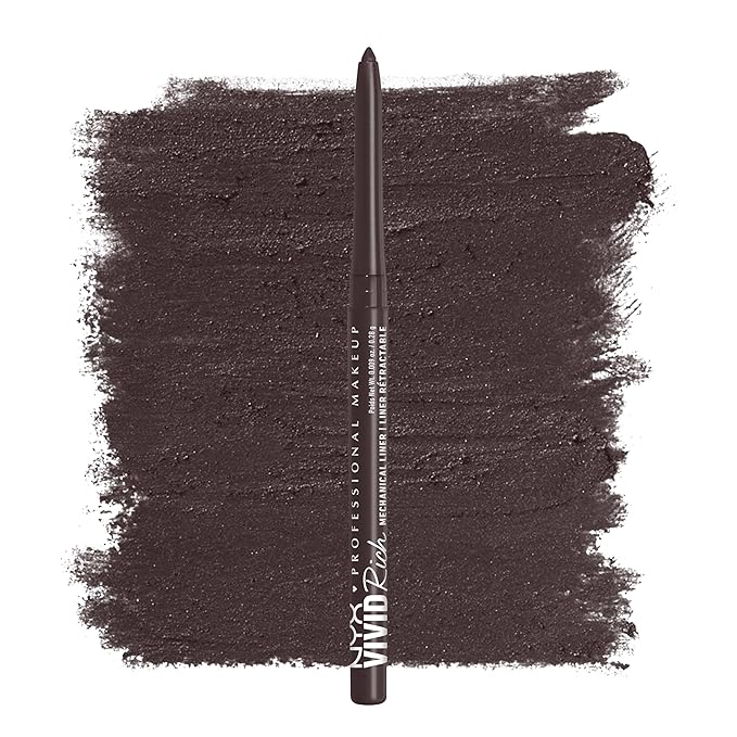 NYX PROFESSIONAL MAKEUP Vivid Rich Mechanical Eye Pencil, Vivid Rich Mechanical, Creamy Retractable Eyeliner - Smokin Topaz, Brown Eyeliner-Velvo Beauty