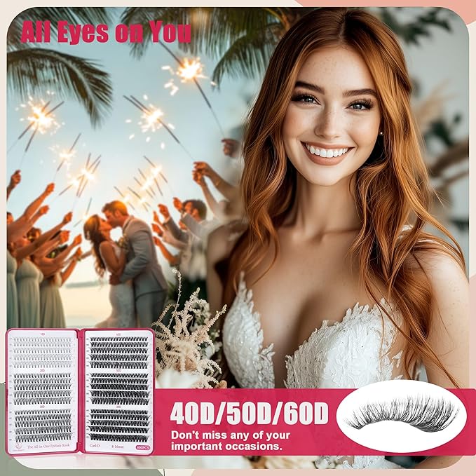 Bombshell SE Lash Clusters 600PCS Lashes - Lash Clusters 10D 20D 30D+40D50D60D Individual Lashes Clusters D Curl Lash Extension 8-16MM Eyelash Clusters DIY Cluster Eyelash Extensions for Beginners-Velvo Beauty