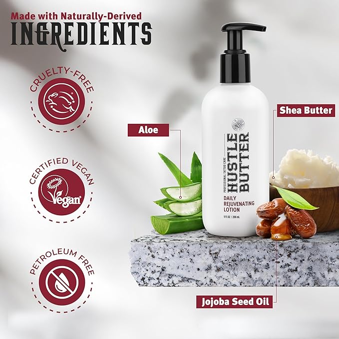 Hustle Butter Tattoo Aftercare - Daily Moisturizing Lotion - Naturally Derived Vegan Cruelty Free - Everyday All Over Use for Tattoos - 9 fl oz-Velvo Beauty