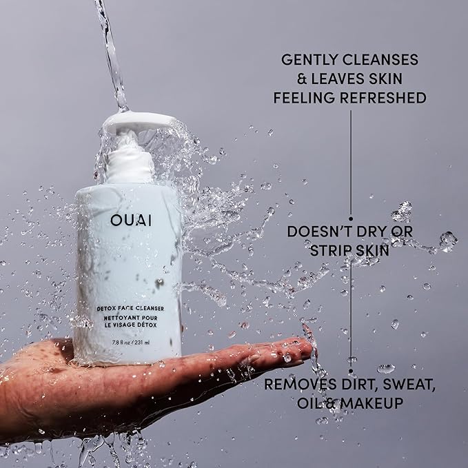 OUAI Detox Facial Cleanser - Deep Cleansing Face Wash with Glycolic Acid, Niacinamide & PHA - Removes Sweat, Dirt & Oil Without Drying - Gentle Face Cleanser for Post-Workout (7.8 Fl Oz)-Velvo Beauty