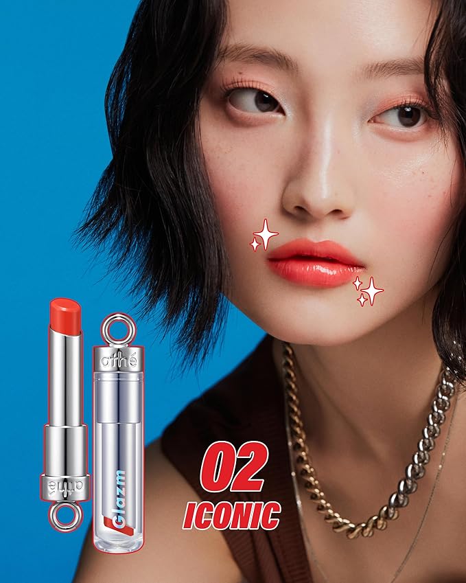 ATHE Glazm Lipbalm Stick - Vegan Glow Korean Lip Balm - Plumping, Volumizing & Highly Pigmented Lipstick - Soft Melting, Buildable Formula - Plant-Derived, Cruelty-Free, 0.12oz. (02 Iconic)-Velvo Beauty