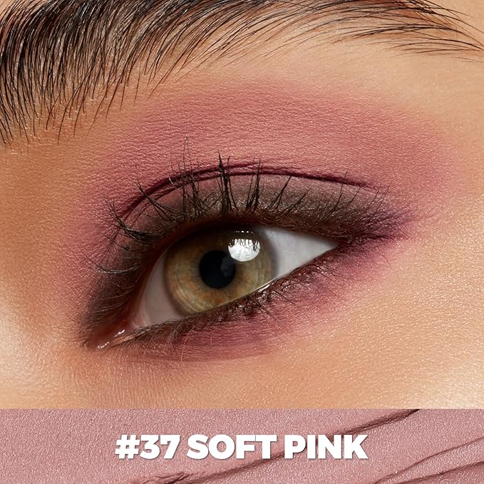 FOCALLURE Shimmer and Matte Cream Eyeshadow Stick,Smooth Brilliant Eye Brightener Pencil for Women,Long Lasting Waterproof Eye Shadow and Liners Makeup,SOFT PINK-Velvo Beauty