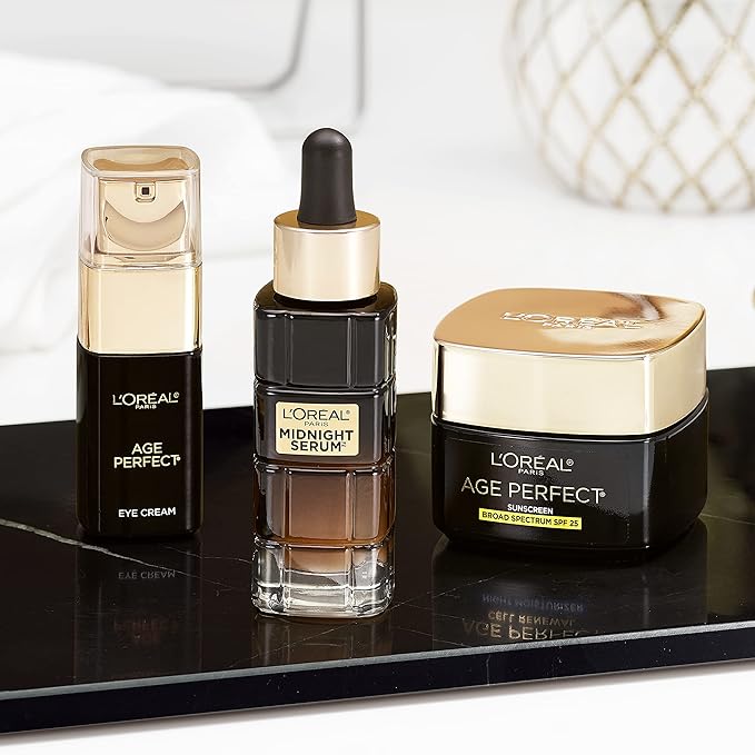 L'Oreal Paris Age Perfect Anti-Aging Midnight Face Serum, Reduce Wrinkles 1oz + Eye Cream Sample-Velvo Beauty