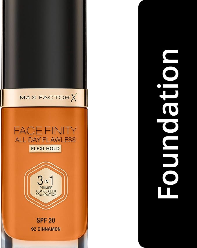 Max Factor Facefinity 3-in-1 All Day Flawless Foundation SPF 20#092 Cinnamon 7.05 Ounce-Velvo Beauty