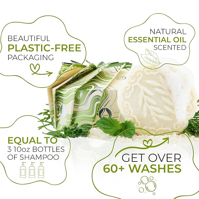 Viori Tea Tree Mint Essential Oil Shampoo Bar Made with Rice Water - Handcrafted All Natural Shampoo Bars - Sulfate Free-Velvo Beauty