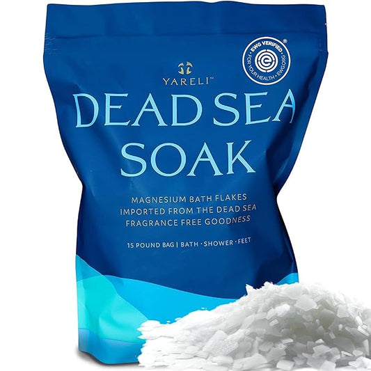 Magnesium Flakes, 15lb, Dead Sea Bath & Foot Soak, Alternative to Epsom Salt with Over 800,000mg of Magnesium Chloride Per Bag-Velvo Beauty
