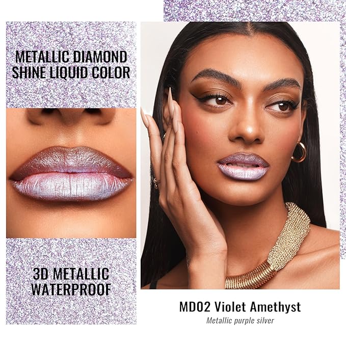 Oulac Matte Lipstick Metallic Lipstick Set for Women, Long Lasting Dual-UseLiquid Lipstick High Impact Lip Color Full Coverage Lip Makeup with Vitamin E Waterproof Formula,Vegan M14+M25+MD02-Velvo Beauty