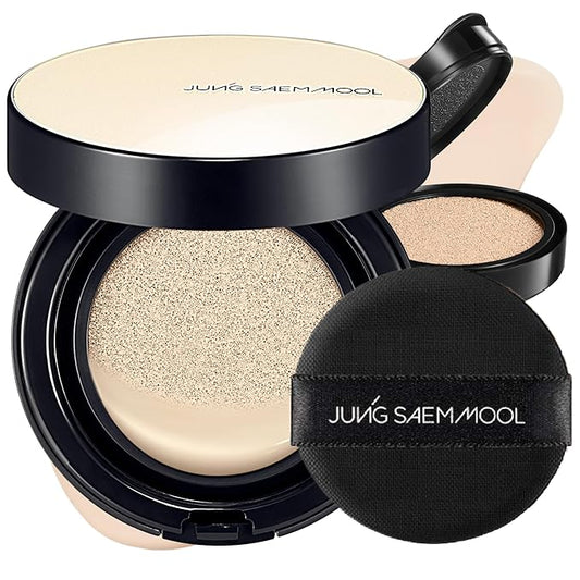 JUNG SAEM MOOL Essential Skin Nuder Cushion 01 Fair 0.98 Fl Oz, Refill Included, SPF 50 Broad Spectrum, Natural Radiant Finish, Lightweight Hydrating Coverage, Korean Cushion Foundation Makeup-Velvo Beauty