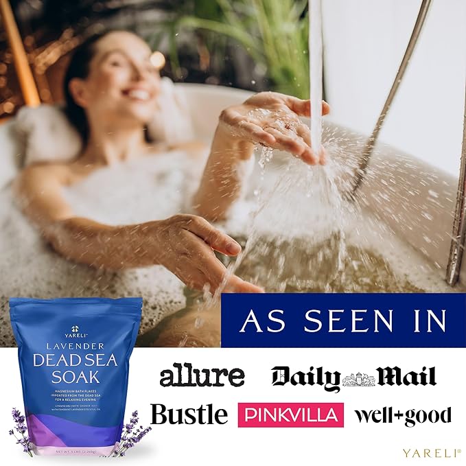 Magnesium Flakes, 5lb Lavender, Dead Sea Bath and Foot Soak, Alternative to Epsom Salt with Over 250,000mg of Magnesium Chloride Per Bag-Velvo Beauty