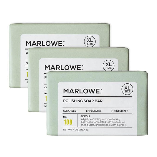 MARLOWE. No. 108 Lightly Exfoliating Soap Bar, 7oz (3 Bars) Polishing, Moisturizing & Cleansing Bar Soap for Men, Made with Natural Ingredients-Velvo Beauty