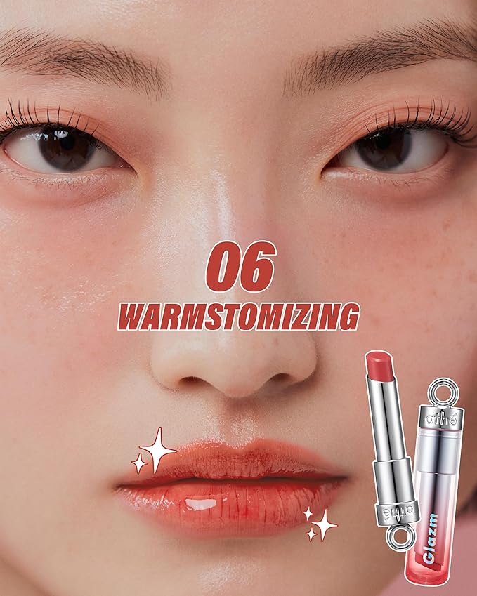 ATHE Glazm Lipbalm Stick - Vegan Glow Korean Lip Balm - Plumping, Volumizing & Highly Pigmented Lipstick - Soft Melting, Buildable Formula - Plant-Derived, Cruelty-Free, 0.12oz. (06 Warmstomizing)-Velvo Beauty