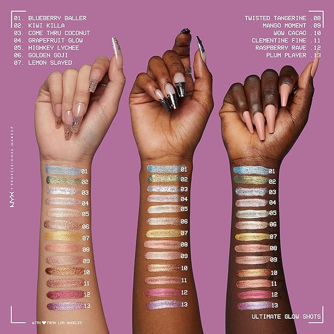 NYX PROFESSIONAL MAKEUP Ultimate Glow Shots, Liquid Eyeshadow, Long-Lasting Shimmer Eye Shadow with Vitamin C - Plum Player-Velvo Beauty