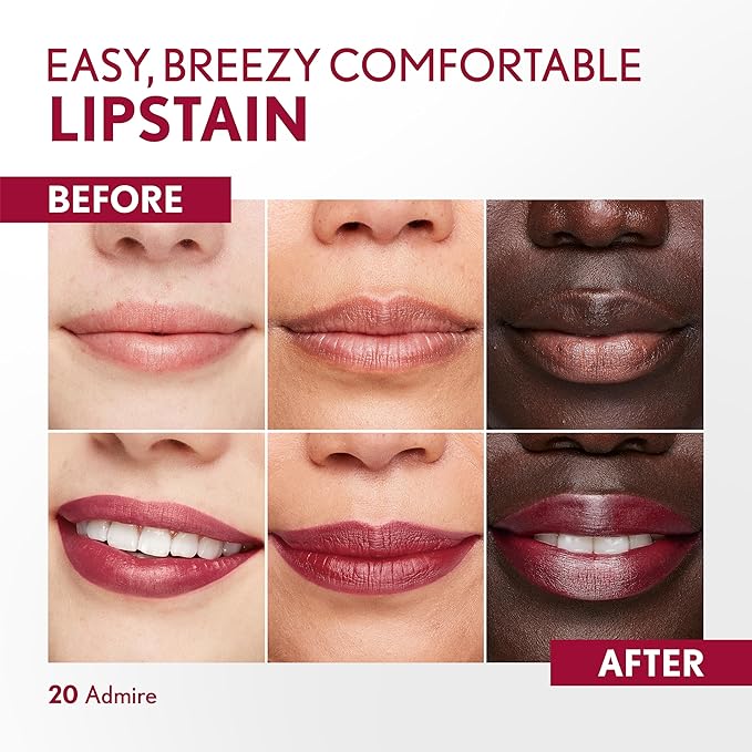 COVERGIRL Outlast, 20 Admire, Lipstain, Smooth Application, Precise Pen-Like Tip, Transfer-Proof, Satin Stained Finish, Vegan Formula, 0.06oz-Velvo Beauty