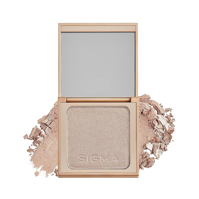 Sigma Beauty Highlighter Makeup – Illuminating Highlighting Powder for Face, Sheer Glimmer Face Highlighter for Cheeks, Cupid’s Bow, & Brow Bone (Sizzle, Rosy Gold Metallic)-Velvo Beauty