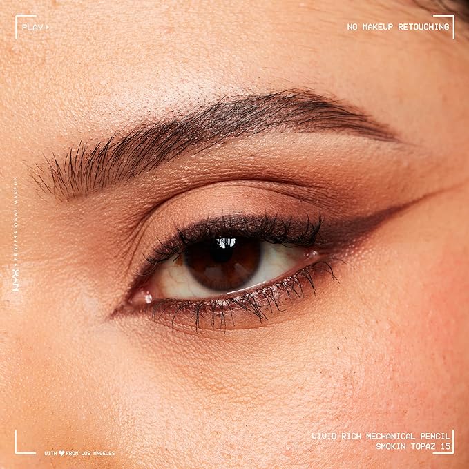 NYX PROFESSIONAL MAKEUP Vivid Rich Mechanical Eye Pencil, Vivid Rich Mechanical, Creamy Retractable Eyeliner - Smokin Topaz, Brown Eyeliner-Velvo Beauty