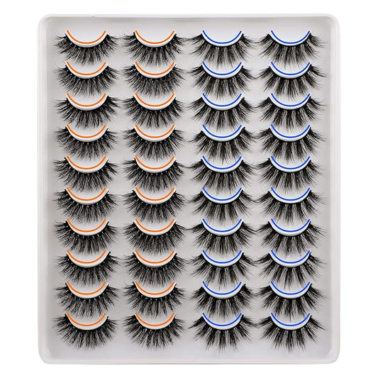 JIMIRE 20 Pairs False Eyelashes 2 Styles Mixed Fluffy Eyelashes Natural Volume Wispy Faux Mink Lashes Pack-Velvo Beauty
