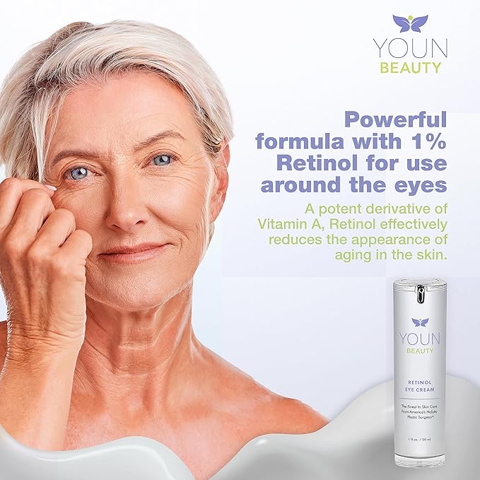 YOUN Beauty Retinol Eye Cream by Holistic Plastic Surgeon Dr. Anthony Youn – Paraben-Free Night Eye Cream with 1% Retinol and Hyaluronic Acid – Under Eye Cream for Hydration and Skin Firming, 1 Fl Oz-Velvo Beauty