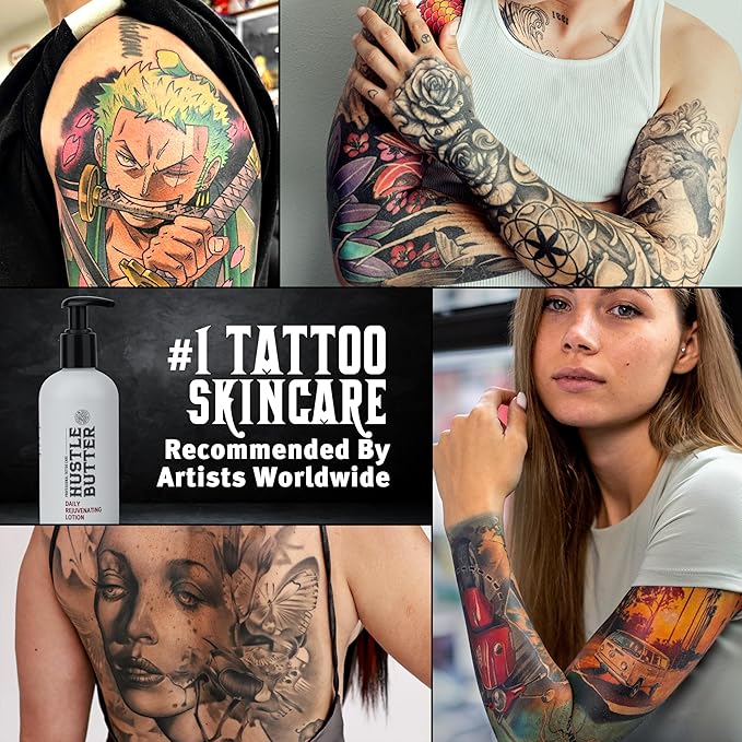 Hustle Butter Tattoo Aftercare - Daily Moisturizing Lotion - Naturally Derived Vegan Cruelty Free - Everyday All Over Use for Tattoos - 9 fl oz-Velvo Beauty