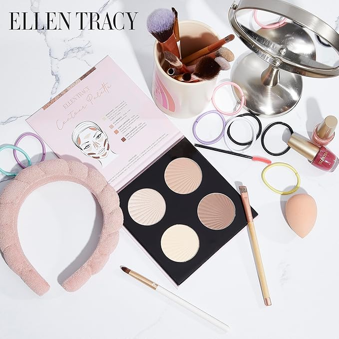 Elevate Your Beauty Routine with Ellen Tracy Contour Palettes - 4 Expertly Designed Shades for Effortless Sculpting.-Velvo Beauty