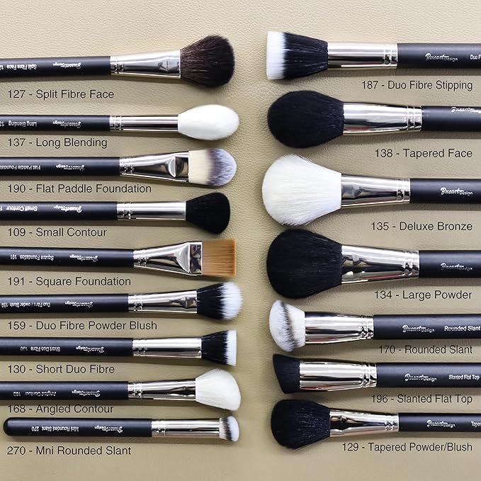 Makeup Artist MUST HAVES 42Pcs Makeup Brushes Set with Real Natural Goat Hair By BUEART DESIGN (42Pcs Matte Pearl Black)-Velvo Beauty
