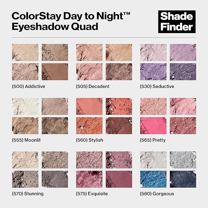 REVLON ColorStay Day to Night Eyeshadow Quad, Longwear Shadow Palette with Transitional Shades and Buttery Soft Feel, Crease & Smudge Proof, 575 Exquisite, 0.16 oz-Velvo Beauty