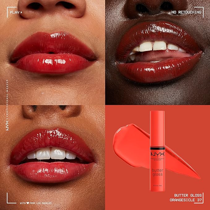NYX PROFESSIONAL MAKEUP Butter Gloss, Non-Sticky Lip Gloss - Orangesicle (Orange)-Velvo Beauty