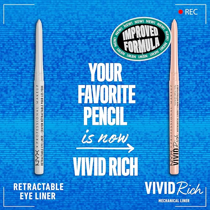 NYX PROFESSIONAL MAKEUP Mechanical Eye Pencil, Vivid Rich Mechanical, Creamy Retractable Eyeliner - Quartz Queen, White Eyeliner-Velvo Beauty