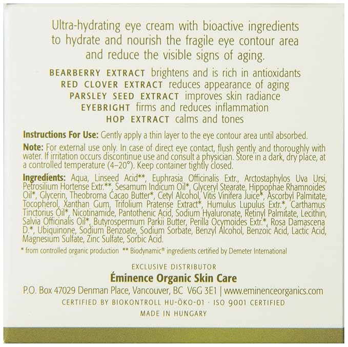 Eminence Organic Skincare. Bearberry Eye Repair Cream 0.5 oz.-Velvo Beauty
