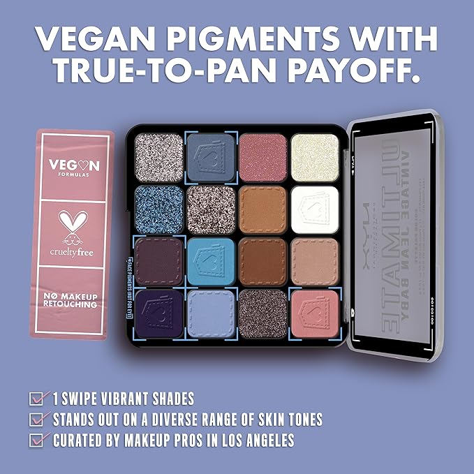 NYX PROFESSIONAL MAKEUP, Ultimate Shadow Palette, Eyeshadow Palette - Vintage Jean Baby-Velvo Beauty
