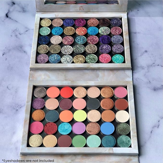 Marble Extra Large Empty Magnetic Makeup Palette Holds 70 Standard Magnetic Eyeshadows. Depot your Highlighters, Blushes, Powders and more-Velvo Beauty