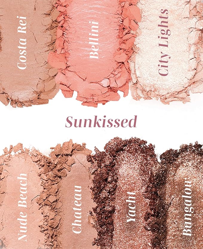 Wander Beauty Getaway Eye & Face Palette - Sunkissed (Light/Medium) - Full Face Makeup Palette Enriched With Vitamin E - For Day & Night Looks - 4 Shadows, Highlighter, Blush, and Bronzer - 0.34 fl oz-Velvo Beauty