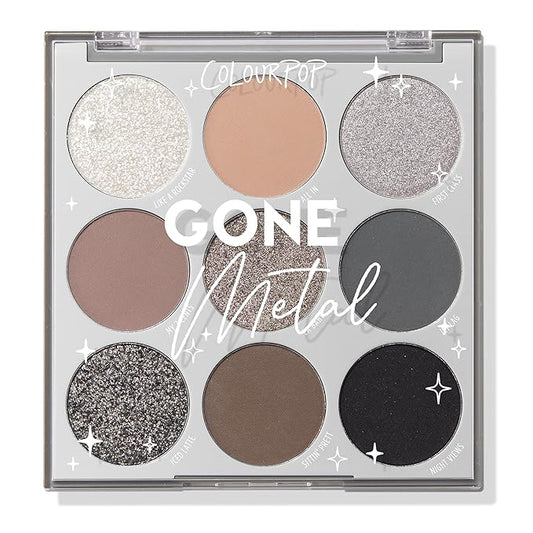 ColourPop Eyeshadow Palette - Eye Makeup Palette with Matte, Metallic, Matte Sparkle & Glitter Finishes - High-Pigment Eye Makeup with a Long-Wearing Formula - Gone Metal (0.3 oz)-Velvo Beauty