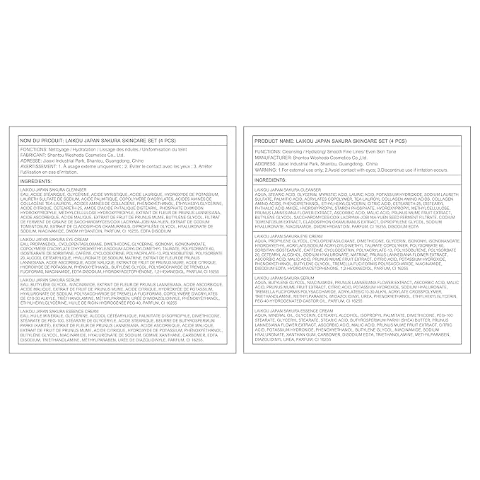 Skin Care Set JAPAN SAKURA Beauty Gift Sets Skin Care Kit with Cleanser, Serum, Eye Cream, Face Cream Travel Kit for Women Mom Wife Teen Girls Gentle Skin Cleaning TSA-friendly Sizes 4pcs-Velvo Beauty