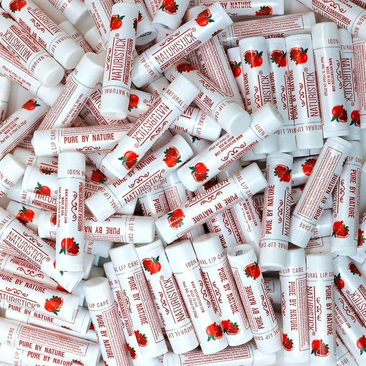 150-Pack Lip Balm in Bulk by Naturistick. Pomegranate Scent. 100% Natural Ingredients. Best Beeswax Chapstick for Dry, Chapped Lips. Made in USA-Velvo Beauty