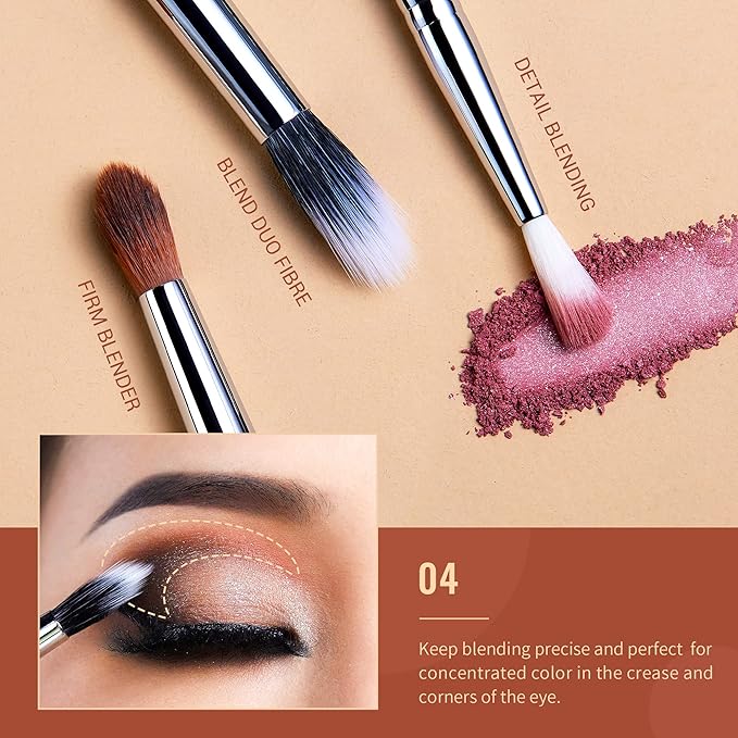 Jessup Eyeshadow Brush Set Professional Eye Blending Brushes for Lid Small Fluffy Soft Eye Brushes 10pcs, T331-Velvo Beauty