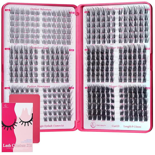 Lash Clusters Kit - Lash Clusters Left & Right Lash Extension Kit - Natural & Fluffy 0.05D Cat Eye Eyelash Clusters Lightweight No Lash Glue Included-Velvo Beauty