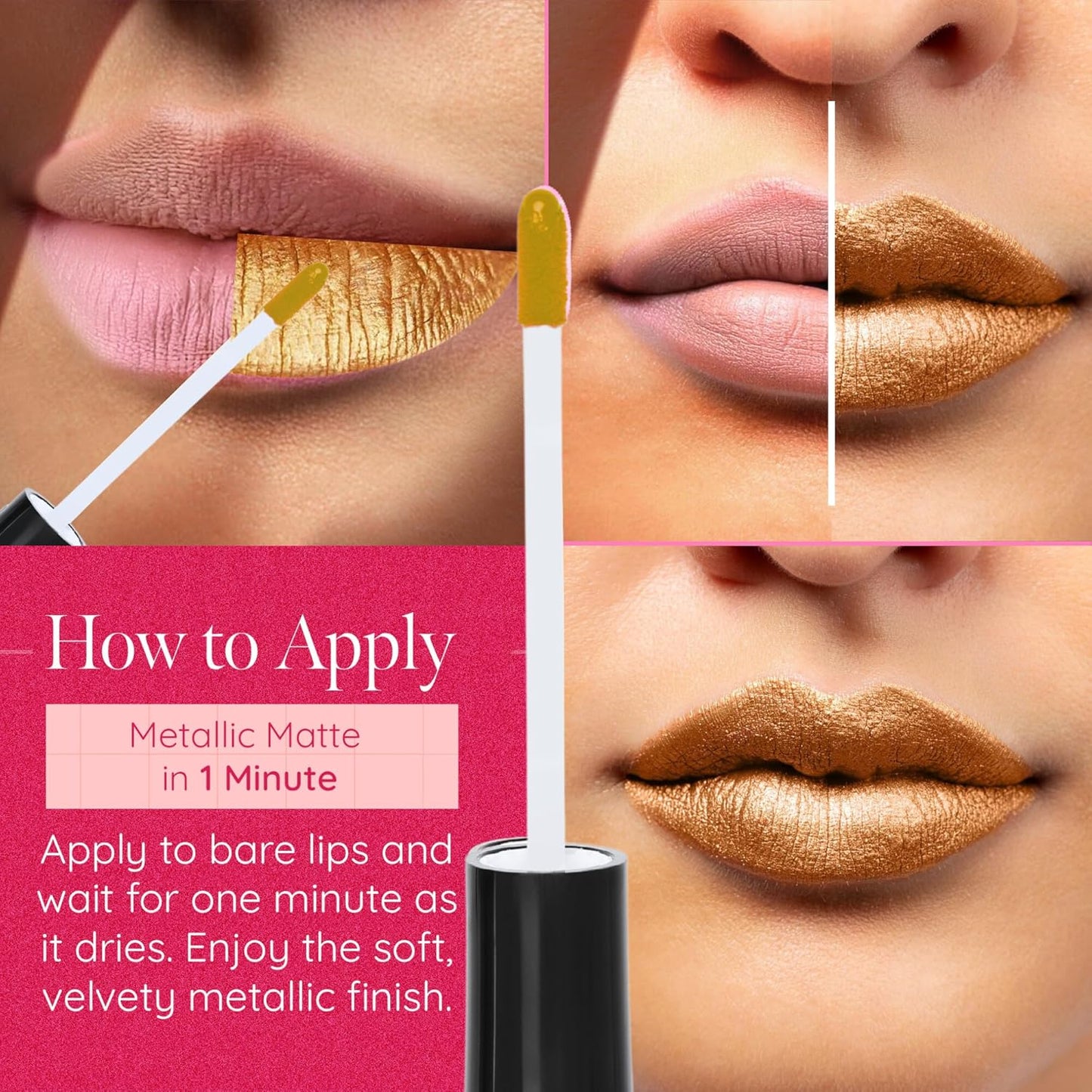 Aromi Gold Digger Metallic Liquid Lipstick, Bronze Yellow Lip Color with Shimmery Finish, Long-lasting Makeup, Handmade (Gold Digger)-Velvo Beauty