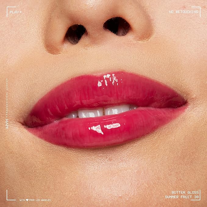 NYX PROFESSIONAL MAKEUP Butter Gloss, Non-Sticky Lip Gloss - Summer Fruit (Hot Pink)-Velvo Beauty