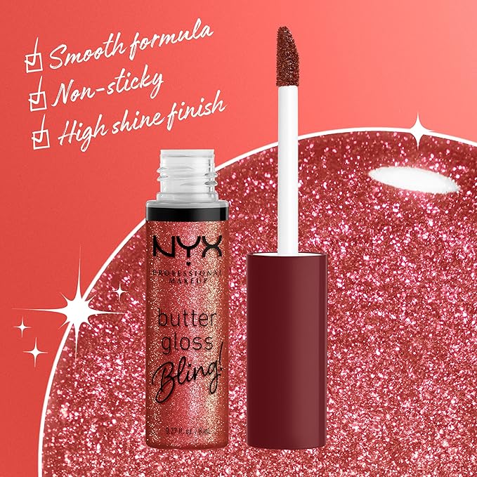 NYX PROFESSIONAL MAKEUP Butter Gloss Bling Lip Gloss, Non Sticky and Shiny Vegan Lip Makeup - Big Spender-Velvo Beauty