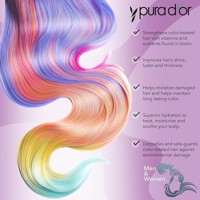 PURA D'OR 16 Oz ColorHarmony Purple Shampoo For Bleached, Blonde, Silver & Color Treated Hair - Keratin, Bamboo Fiber, No Sulfates, Select Natural Ingredients - Men & Women-Velvo Beauty