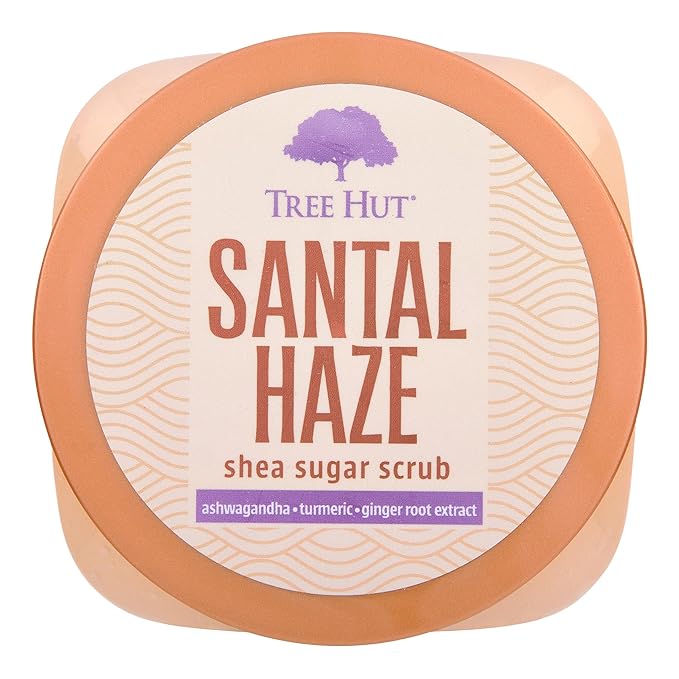 Tree Hut Santal Haze Shea Sugar Scrub | Exfoliating Body Scrub Removes Dead, Dry Skin for a Soft & Hydrated Feel | Nourishing Essential Body Care | 18 fl oz.-Velvo Beauty