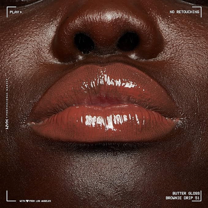 NYX PROFESSIONAL MAKEUP Butter Gloss Brown Sugar, Non-Sticky Lip Gloss - Brownie Drip (Deep Brown)-Velvo Beauty