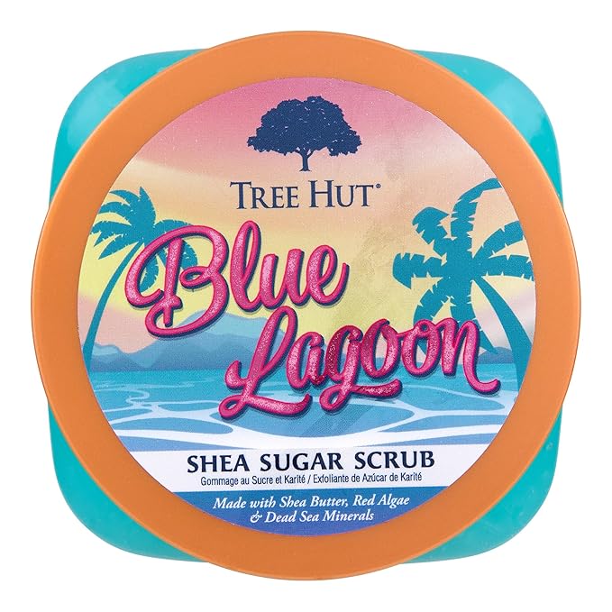 Tree Hut Blue Lagoon Shea Sugar Scrub | Exfoliating Body Scrub Removes Dead, Dry Skin for a Soft & Hydrated Feel | Nourishing Essential Body Care | 18 fl oz.-Velvo Beauty