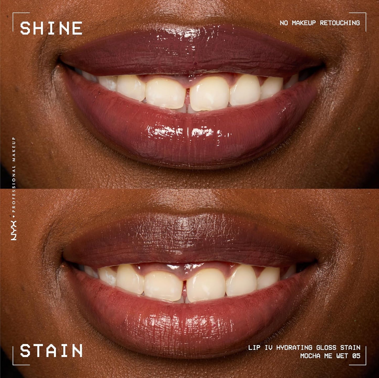 NYX Professional Makeup Lip IV Hydrating Glossy Lip Stain with 12HR Hydration - Mocha Me Wet (Brown)-Velvo Beauty