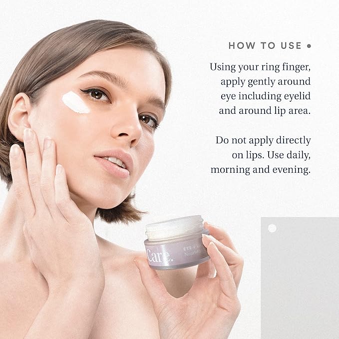 Eye+Lip Nourishing Cream with Caffeine, Vitamin K, Vitamin C, and Peptides. De-Puffs and Reduces Dark Circles. Fragrance-Free, Cruelty-Free. (0.5 ounce) (0.5 oz)-Velvo Beauty